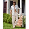 COOFANDY Men Cotton Linen Pants Casual Drawstring Summer Beach Dress Pant | Elastic Waist Drawstring, Lightweight, Soft, Breathable, Straight Leg, Buttoned Back Pockets, Summer Beach Vocation Trousers(Linen Khaki)