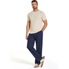 COOFANDY Men Cotton Linen Pants Casual Drawstring Summer Beach Dress Pant | Elastic Waist Drawstring, Lightweight, Soft, Breathable, Straight Leg, Buttoned Back Pockets, Summer Beach Vocation Trousers(Navy Blue)
