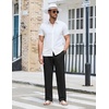 COOFANDY Men Cotton Linen Pants Casual Drawstring Summer Beach Dress Pant | Elastic Waist Drawstring, Lightweight, Soft, Breathable, Straight Leg, Buttoned Back Pockets, Summer Beach Vocation Trousers(Black)