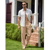 COOFANDY Men Cotton Linen Pants Casual Drawstring Summer Beach Dress Pant | Elastic Waist Drawstring, Lightweight, Soft, Breathable, Straight Leg, Buttoned Back Pockets, Summer Beach Vocation Trousers(Khaki)