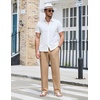 COOFANDY Men Cotton Linen Pants Casual Drawstring Summer Beach Dress Pant | Elastic Waist Drawstring, Lightweight, Soft, Breathable, Straight Leg, Buttoned Back Pockets, Summer Beach Vocation Trousers(Khaki)