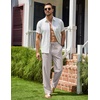 COOFANDY Men Cotton Linen Pants Casual Drawstring Summer Beach Dress Pant | Elastic Waist Drawstring, Lightweight, Soft, Breathable, Straight Leg, Buttoned Back Pockets, Summer Beach Vocation Trousers(Light Grey)