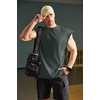 COOFANDY Men Workout Tank Tops Cotton Sleeveless T Shirts Gym Muscle Tee | Oversized Cut Off Shirt, Soft Comfortable Fabric, Basketball Sleeveless Tee Loose Fit for Summer Sport, Stylish Streetwear(Dark Army Green)
