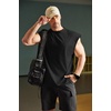 COOFANDY Men Workout Tank Tops Cotton Sleeveless T Shirts Gym Muscle Tee | Oversized Cut Off Shirt, Soft Comfortable Fabric, Basketball Sleeveless Tee Loose Fit for Summer Sport, Stylish Streetwear(Black)
