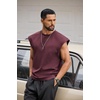 COOFANDY Men Workout Tank Tops Cotton Sleeveless T Shirts Gym Muscle Tee | Oversized Cut Off Shirt, Soft Comfortable Fabric, Basketball Sleeveless Tee Loose Fit for Summer Sport, Stylish Streetwear(Dark Red)