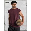 COOFANDY Men Workout Tank Tops Cotton Sleeveless T Shirts Gym Muscle Tee | Oversized Cut Off Shirt, Soft Comfortable Fabric, Basketball Sleeveless Tee Loose Fit for Summer Sport, Stylish Streetwear(Dark Red)