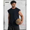 COOFANDY Men Workout Tank Tops Cotton Sleeveless T Shirts Gym Muscle Tee | Oversized Cut Off Shirt, Soft Comfortable Fabric, Basketball Sleeveless Tee Loose Fit for Summer Sport, Stylish Streetwear(Midnight Blue)