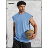 COOFANDY Men Workout Tank Tops Cotton Sleeveless T Shirts Gym Muscle Tee | Oversized Cut Off Shirt, Soft Comfortable Fabric, Basketball Sleeveless Tee Loose Fit for Summer Sport, Stylish Streetwear(Light Blue)