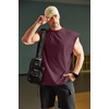 COOFANDY Men Workout Tank Tops Cotton Sleeveless T Shirts Gym Muscle Tee | Oversized Cut Off Shirt, Soft Comfortable Fabric, Basketball Sleeveless Tee Loose Fit for Summer Sport, Stylish Streetwear(Dark Red)
