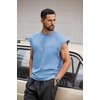 COOFANDY Men Workout Tank Tops Cotton Sleeveless T Shirts Gym Muscle Tee | Oversized Cut Off Shirt, Soft Comfortable Fabric, Basketball Sleeveless Tee Loose Fit for Summer Sport, Stylish Streetwear(Light Blue)