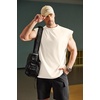 COOFANDY Men Workout Tank Tops Cotton Sleeveless T Shirts Gym Muscle Tee | Oversized Cut Off Shirt, Soft Comfortable Fabric, Basketball Sleeveless Tee Loose Fit for Summer Sport, Stylish Streetwear(Beige)