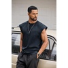 COOFANDY Men Workout Tank Tops Cotton Sleeveless T Shirts Gym Muscle Tee | Oversized Cut Off Shirt, Soft Comfortable Fabric, Basketball Sleeveless Tee Loose Fit for Summer Sport, Stylish Streetwear(Midnight Blue)