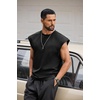 COOFANDY Men Workout Tank Tops Cotton Sleeveless T Shirts Gym Muscle Tee | Oversized Cut Off Shirt, Soft Comfortable Fabric, Basketball Sleeveless Tee Loose Fit for Summer Sport, Stylish Streetwear(Black)