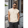 COOFANDY Men Workout Tank Tops Cotton Sleeveless T Shirts Gym Muscle Tee | Oversized Cut Off Shirt, Soft Comfortable Fabric, Basketball Sleeveless Tee Loose Fit for Summer Sport, Stylish Streetwear(Beige)