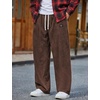 COOFANDY Mens Casual Corduroy Pants Baggy Sweatpants Loose Fit Wide Leg | Elastic Waist, Drawstring, Relaxed fit, Straight Leg, Deep Side Pockets, Midweight Corduroy Fabric, Fall Winter Fashion(Dark Brown)