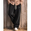 COOFANDY Mens Casual Corduroy Pants Baggy Sweatpants Loose Fit Wide Leg | Elastic Waist, Drawstring, Relaxed fit, Straight Leg, Deep Side Pockets, Midweight Corduroy Fabric, Fall Winter Fashion(Black)