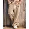 COOFANDY Mens Casual Corduroy Pants Baggy Sweatpants Loose Fit Wide Leg | Elastic Waist, Drawstring, Relaxed fit, Straight Leg, Deep Side Pockets, Midweight Corduroy Fabric, Fall Winter Fashion(Khaki)