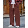 COOFANDY Mens Casual Corduroy Pants Baggy Sweatpants Loose Fit Wide Leg | Elastic Waist, Drawstring, Relaxed fit, Straight Leg, Deep Side Pockets, Midweight Corduroy Fabric, Fall Winter Fashion(Reddish Brown)
