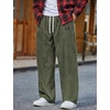 COOFANDY Mens Casual Corduroy Pants Baggy Sweatpants Loose Fit Wide Leg | Elastic Waist, Drawstring, Relaxed fit, Straight Leg, Deep Side Pockets, Midweight Corduroy Fabric, Fall Winter Fashion(Green)