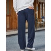 COOFANDY Mens Casual Corduroy Pants Baggy Sweatpants Loose Fit Wide Leg | Elastic Waist, Drawstring, Relaxed fit, Straight Leg, Deep Side Pockets, Midweight Corduroy Fabric, Fall Winter Fashion(Navy Blue)