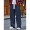 COOFANDY Mens Casual Corduroy Pants Baggy Sweatpants Loose Fit Wide Leg | Elastic Waist, Drawstring, Relaxed fit, Straight Leg, Deep Side Pockets, Midweight Corduroy Fabric, Fall Winter Fashion(Navy Blue)