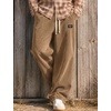 COOFANDY Mens Casual Corduroy Pants Baggy Sweatpants Loose Fit Wide Leg | Elastic Waist, Drawstring, Relaxed fit, Straight Leg, Deep Side Pockets, Midweight Corduroy Fabric, Fall Winter Fashion(Brown)