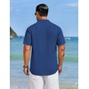 COOFANDY Men’s Cuban Guayabera Shirts Button Down Short Sleeve Linen Shirt | Vacation Shirt, Retro Bowling Shirts, Embroidered Shirt, Untucked Shirts(Royal Blue)