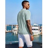 COOFANDY Men’s Knit Shirts Short Sleeve Button Down Polo Shirt Summer Beach | Fashion Knitted Casual Shirt, Breathable Hollow Out, Lightweight, Vacation Season Staple(Classic Ice Green & White)