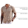 COOFANDY Men’s Knit Shirts Short Sleeve Button Down Polo Shirt Summer Beach | Fashion Knitted Casual Shirt, Breathable Hollow Out, Lightweight, Vacation Season Staple(Khaki)