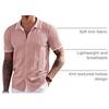 COOFANDY Men’s Knit Shirts Short Sleeve Button Down Polo Shirt Summer Beach | Fashion Knitted Casual Shirt, Breathable Hollow Out, Lightweight, Vacation Season Staple(Classic Dusty Pink & White)