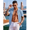 COOFANDY Men’s Knit Shirts Short Sleeve Button Down Polo Shirt Summer Beach | Fashion Knitted Casual Shirt, Breathable Hollow Out, Lightweight, Vacation Season Staple(Light Blue)