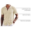 COOFANDY Men’s Knit Shirts Short Sleeve Button Down Polo Shirt Summer Beach | Fashion Knitted Casual Shirt, Breathable Hollow Out, Lightweight, Vacation Season Staple(Cream)