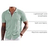 COOFANDY Men’s Knit Shirts Short Sleeve Button Down Polo Shirt Summer Beach | Fashion Knitted Casual Shirt, Breathable Hollow Out, Lightweight, Vacation Season Staple(Ice Green)