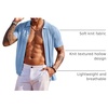 COOFANDY Men’s Knit Shirts Short Sleeve Button Down Polo Shirt Summer Beach | Fashion Knitted Casual Shirt, Breathable Hollow Out, Lightweight, Vacation Season Staple(Light Blue)