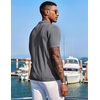 COOFANDY Men’s Knit Shirts Short Sleeve Button Down Polo Shirt Summer Beach | Fashion Knitted Casual Shirt, Breathable Hollow Out, Lightweight, Vacation Season Staple(Dark Grey)