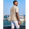 COOFANDY Men’s Knit Shirts Short Sleeve Button Down Polo Shirt Summer Beach | Fashion Knitted Casual Shirt, Breathable Hollow Out, Lightweight, Vacation Season Staple(Classic Apricot & White)