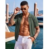 COOFANDY Men’s Knit Shirts Short Sleeve Button Down Polo Shirt Summer Beach | Fashion Knitted Casual Shirt, Breathable Hollow Out, Lightweight, Vacation Season Staple(Army Green)