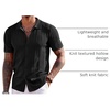 COOFANDY Men’s Knit Shirts Short Sleeve Button Down Polo Shirt Summer Beach | Fashion Knitted Casual Shirt, Breathable Hollow Out, Lightweight, Vacation Season Staple(Black)