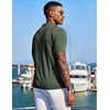 COOFANDY Men’s Knit Shirts Short Sleeve Button Down Polo Shirt Summer Beach | Fashion Knitted Casual Shirt, Breathable Hollow Out, Lightweight, Vacation Season Staple(Army Green)