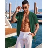 COOFANDY Men’s Knit Shirts Short Sleeve Button Down Polo Shirt Summer Beach | Fashion Knitted Casual Shirt, Breathable Hollow Out, Lightweight, Vacation Season Staple(Green)
