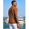COOFANDY Men’s Knit Shirts Short Sleeve Button Down Polo Shirt Summer Beach | Fashion Knitted Casual Shirt, Breathable Hollow Out, Lightweight, Vacation Season Staple(Light Brown)