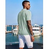 COOFANDY Men’s Knit Shirts Short Sleeve Button Down Polo Shirt Summer Beach | Fashion Knitted Casual Shirt, Breathable Hollow Out, Lightweight, Vacation Season Staple(Ice Green)