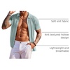 COOFANDY Men’s Knit Shirts Short Sleeve Button Down Polo Shirt Summer Beach | Fashion Knitted Casual Shirt, Breathable Hollow Out, Lightweight, Vacation Season Staple(Classic Ice Green & White)