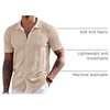 COOFANDY Men’s Knit Shirts Short Sleeve Button Down Polo Shirt Summer Beach | Fashion Knitted Casual Shirt, Breathable Hollow Out, Lightweight, Vacation Season Staple(Apricot)