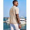 COOFANDY Men’s Knit Shirts Short Sleeve Button Down Polo Shirt Summer Beach | Fashion Knitted Casual Shirt, Breathable Hollow Out, Lightweight, Vacation Season Staple(Apricot)