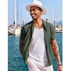 COOFANDY Men’s Knit Shirts Short Sleeve Button Down Polo Shirt Summer Beach | Fashion Knitted Casual Shirt, Breathable Hollow Out, Lightweight, Vacation Season Staple(Army Green)