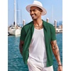 COOFANDY Men’s Knit Shirts Short Sleeve Button Down Polo Shirt Summer Beach | Fashion Knitted Casual Shirt, Breathable Hollow Out, Lightweight, Vacation Season Staple(Green)