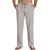 COOFANDY Men Cotton Linen Pants Casual Drawstring Summer Beach Dress Pant | Elastic Waist Drawstring, Lightweight, Soft, Breathable, Straight Leg, Buttoned Back Pockets, Summer Beach Vocation Trousers(Light Grey)