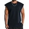 COOFANDY Men Workout Tank Tops Cotton Sleeveless T Shirts Gym Muscle Tee | Oversized Cut Off Shirt, Soft Comfortable Fabric, Basketball Sleeveless Tee Loose Fit for Summer Sport, Stylish Streetwear(Midnight Blue)