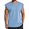 COOFANDY Men Workout Tank Tops Cotton Sleeveless T Shirts Gym Muscle Tee | Oversized Cut Off Shirt, Soft Comfortable Fabric, Basketball Sleeveless Tee Loose Fit for Summer Sport, Stylish Streetwear(Light Blue)